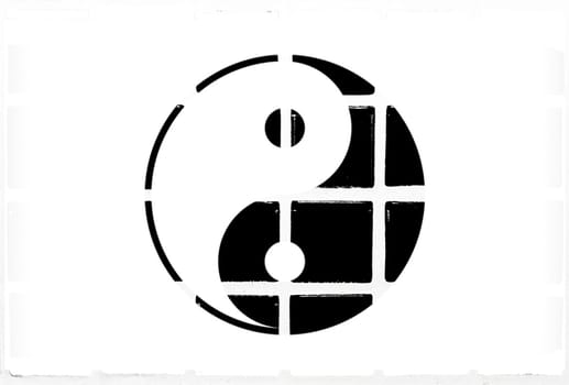 Glazed tiles yin yang logo sign