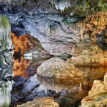 Beautiful interior of sea Neptun Cave - Sardinia, Italy