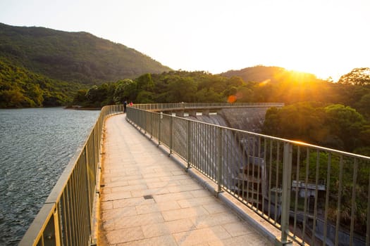 Ho Pui Reservoir - Yuen Long hong kong , water dam sunset