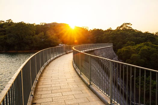 Ho Pui Reservoir - Yuen Long hong kong , water dam sunset