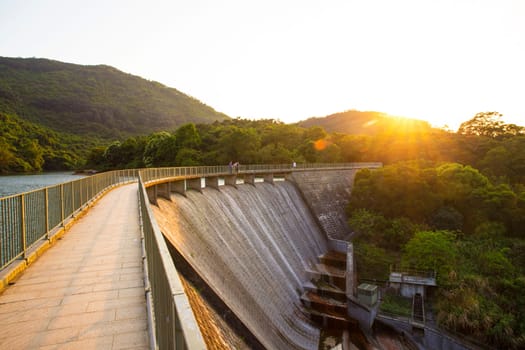 Ho Pui Reservoir - Yuen Long hong kong , water dam sunset