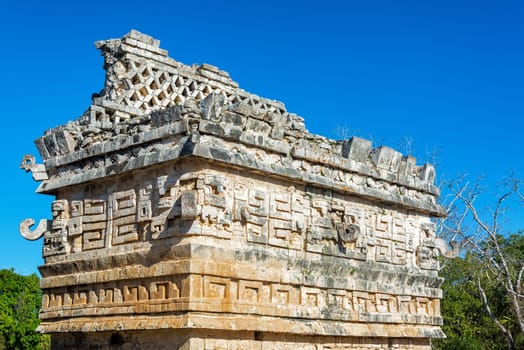 Architecture in Chichen Itza in Mexico.  The building is known as the Nunnery
