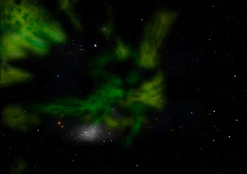 Far being shone nebula and star field against space. "Elements of this image furnished by NASA""."