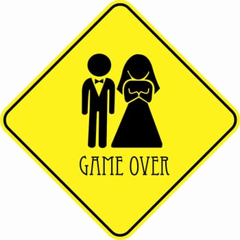game over wedding sign