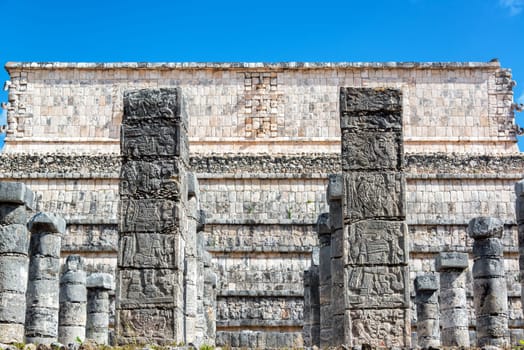 Plaza of the Thousand Columns in the ruined Mayan city of Chichen Itza in Mexico