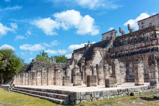 View of the Temple of the Warriors in the ruins of Chichen Itza, Mexico