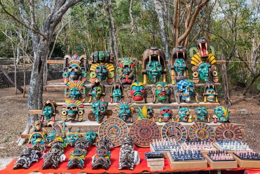 CHICHEN ITZA, MEXICO - FEBRUARY 18: Souvenirs for sale within the ruins of Chichen Itza, Mexico on February 18, 2017