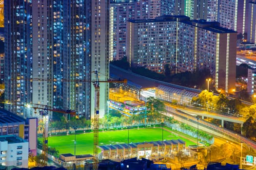 Hong Kong Tuen Mun downtown at night