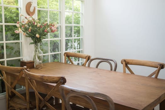 Dining Set Of Classical Wooden Furniture, stock photo