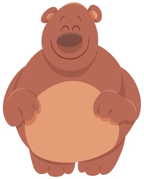Cartoon Illustration of Cheerful Brown Bear Animal Character