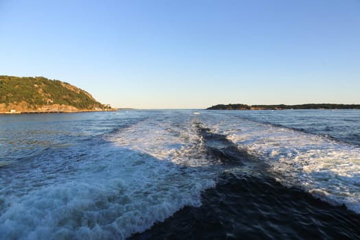 The beautiful norwegian coastline of Kristiansand in Scandinavia .