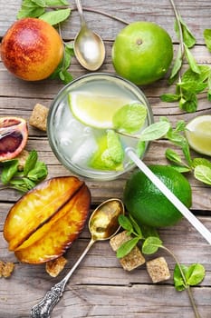 refreshing drink with fresh lime,orange, mint and averrhoa