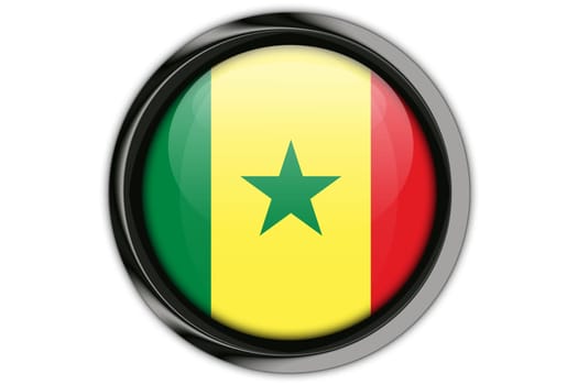 senegal flag in the button pin isolated on white background