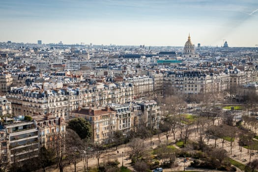 Skyline of Paris with cityscape on the Saine with blue sky in summer