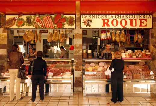 The Market Hall of the City of Santa Cruz on the Island of Tenerife on the Islands of Canary Islands of Spain in the Atlantic.