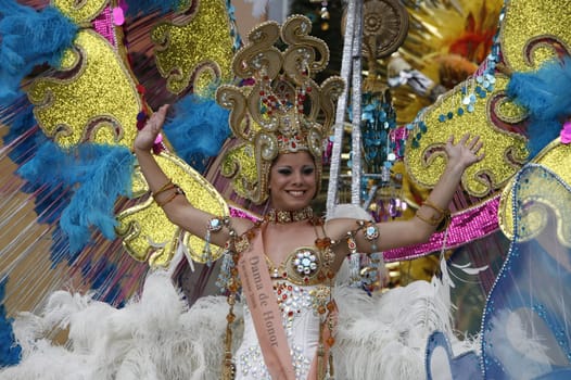 The Carneval in the Town of Tacoronte on the Island of Tenerife on the Islands of Canary Islands of Spain in the Atlantic.