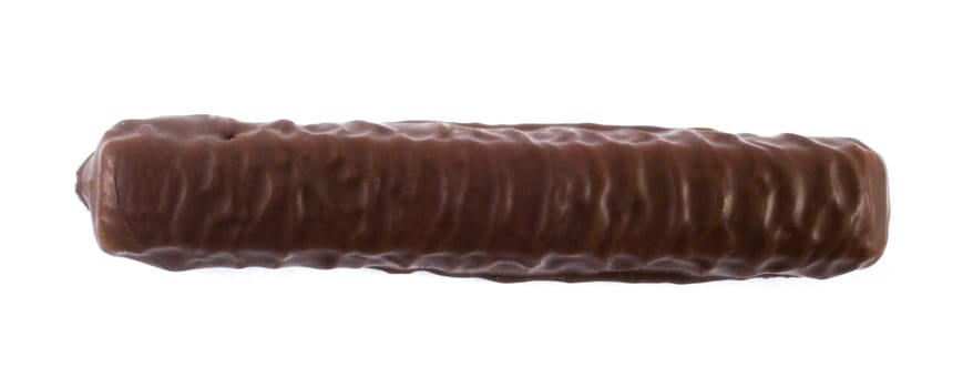 Closeup of chocolate bar isolated on white.