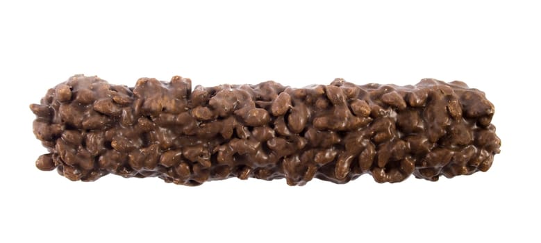 Closeup of chocolate bar isolated on white.