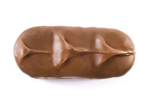 Closeup of chocolate bar isolated on white.