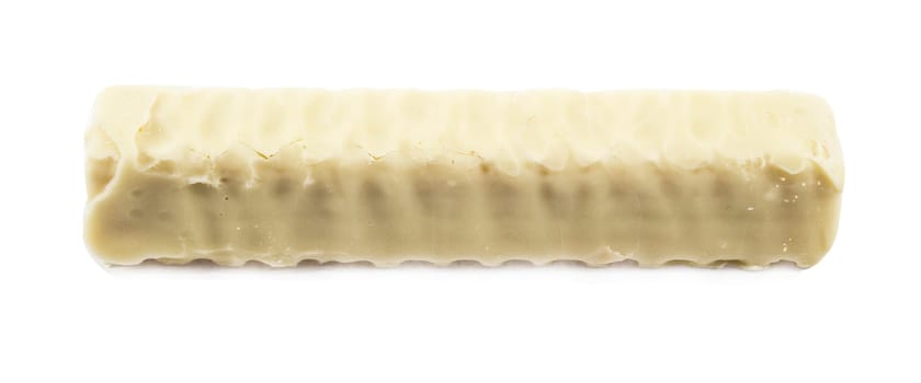 White chocolate bar with filling, on White background.