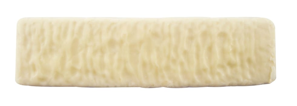 White chocolate bar with filling, on White background.