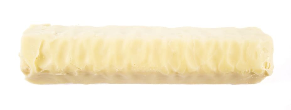 White chocolate bar with filling, on White background.