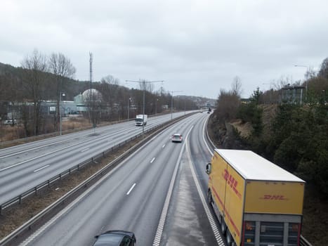 many car travelling on the motorway in to the city