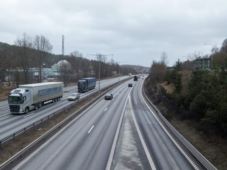 many car travelling on the motorway in to the city