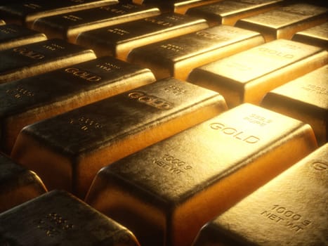 Gold bars 1000 grams.Concept of success in business and finance.
