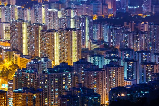 Hong Kong Tuen Mun downtown at night