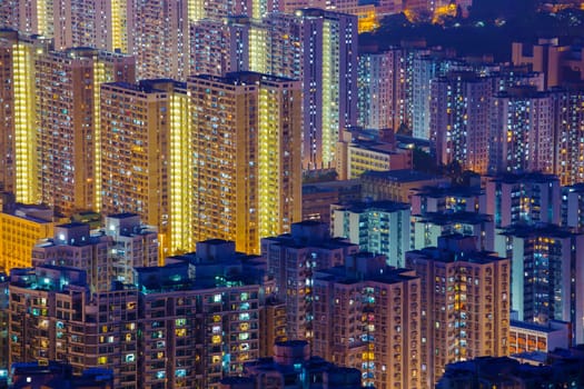 Hong Kong Tuen Mun downtown at night
