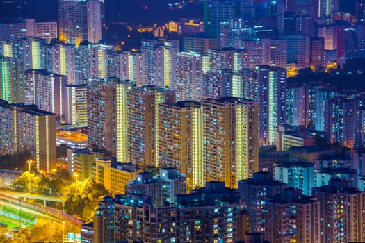 Hong Kong Tuen Mun downtown at night