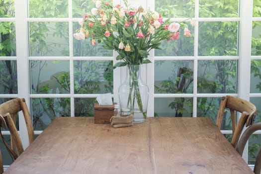 Dining Set Of Classical Wooden Furniture, stock photo