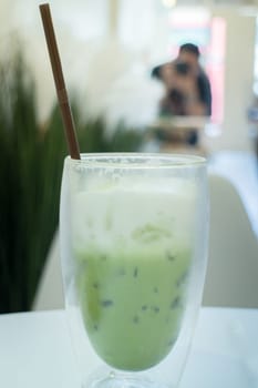 Iced Matcha Green Tea Latte, stock photo