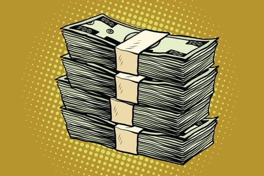 money Finance dollars packaging of banknotes. Pop art retro vector illustration