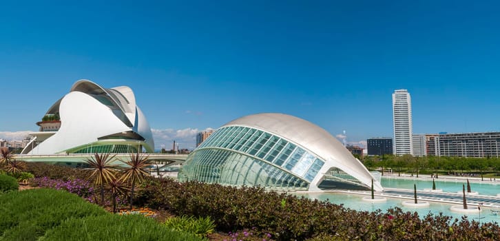 Valencia, Spain, may 2013: City of arts and sciences Ciudad de las Artes y las Ciencias is an entertainment-based cultural and architectural complex Designed by Santiago Calatrava and F lix Candela