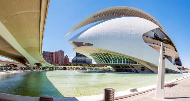 Valencia, Spain, may 2013: City of arts and sciences Ciudad de las Artes y las Ciencias is an entertainment-based cultural and architectural complex Designed by Santiago Calatrava and F lix Candela