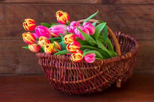 tulips in a basket
