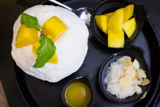 Mango With Shaved Ice Milk Flavour, stock photo