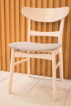Single Wooden Chair In Minimal Room Style, stock photo