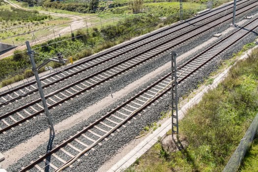 Top view of the train tracks