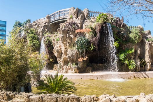 Small lake in the Genoves Park, Cadiz, Andalusia, Spain
