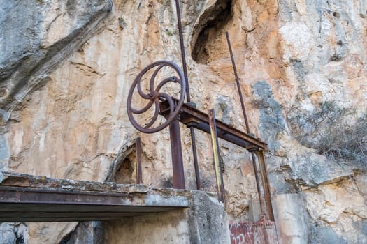 Industrial water control valve in the mountain.