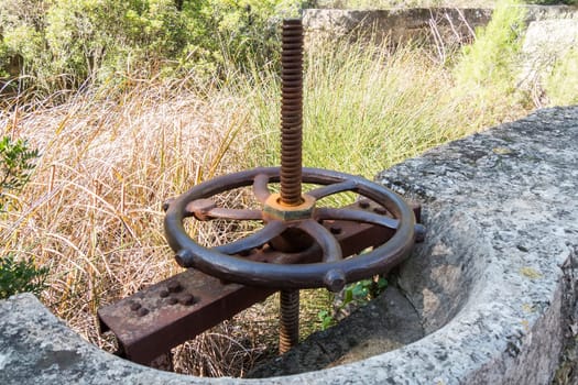 Industrial water control valve in the field.