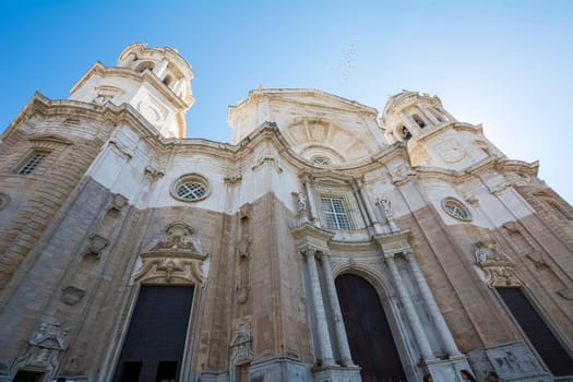 Main facade of the cathedral city of Cadiz, Spain