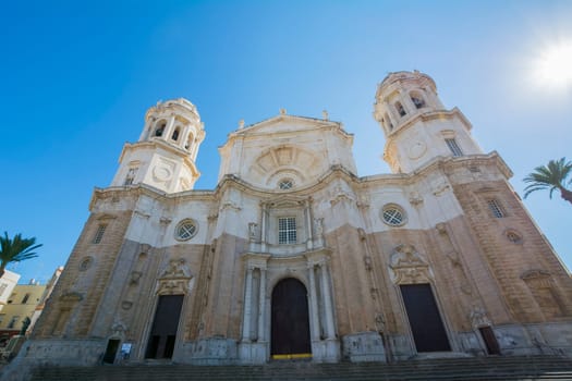 Main facade of the cathedral city of Cadiz, Spain