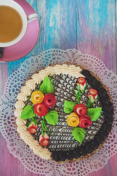 Cake on gradient color background
