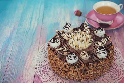 Cake on gradient color background