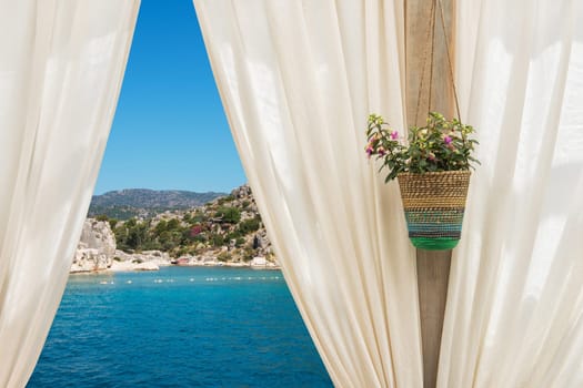 view from curtain on the sea, Turkey
