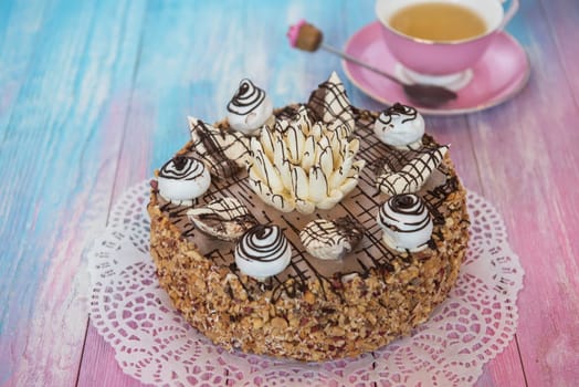 Cake on gradient color background